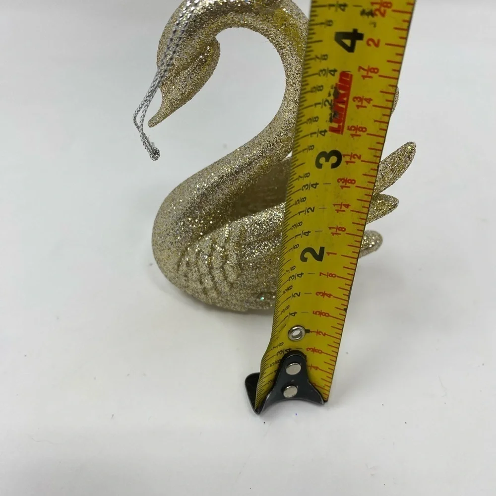 Gold Glitter Swan Holiday Ornament